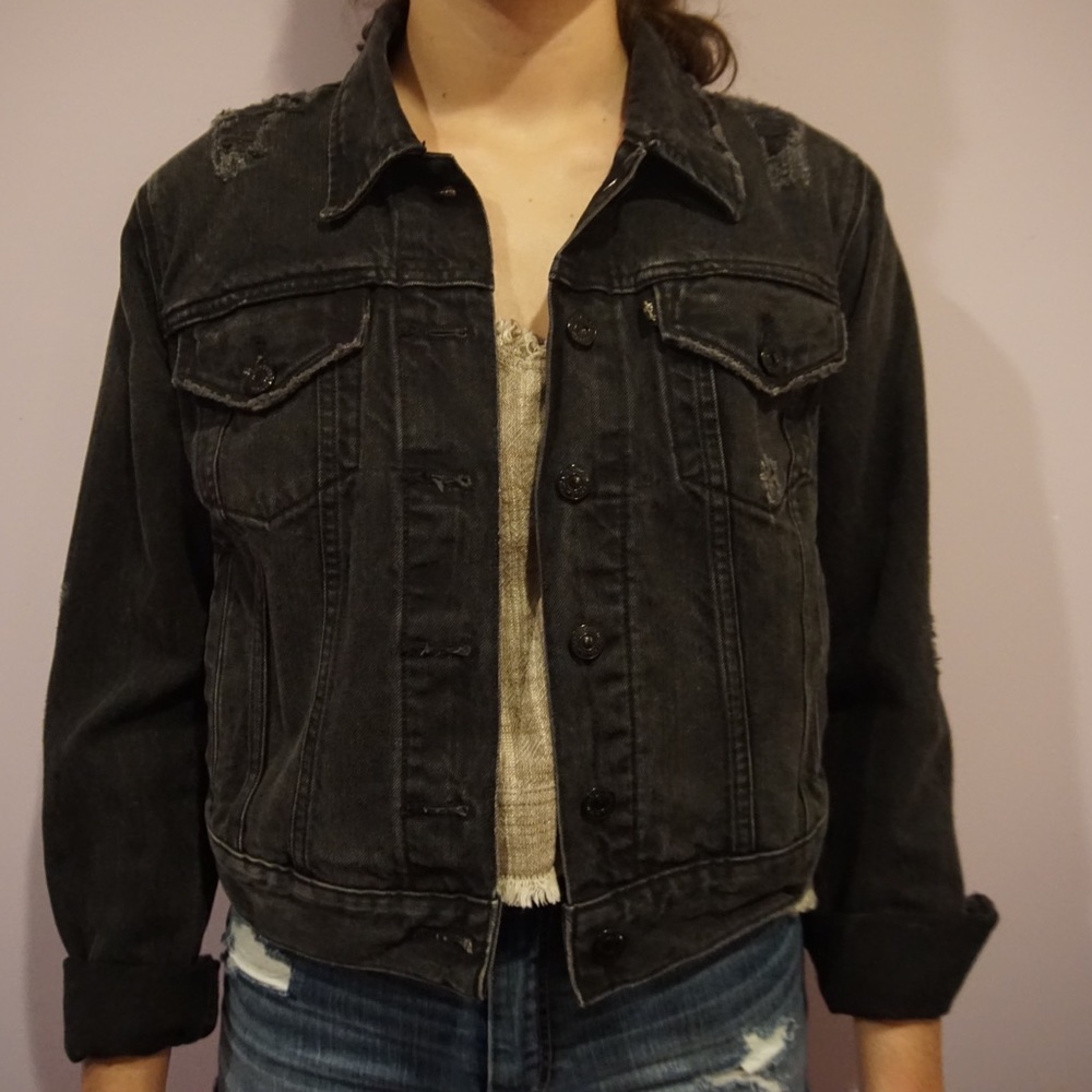 Levi’s Black Distressed Denim Jacket